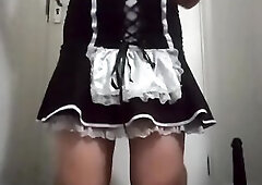 Solo playtime for sissy maid .
