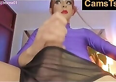 Beautiful shemale in violet with big cock