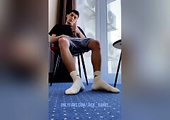 Hairy Legs White Socks Handjob
