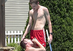 Skinny lifeguard fucks with the horny male by the pool in excellent scenes