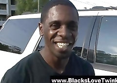 Cute twink ebony cock blowjob