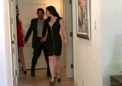 Attractive and voluptuous babes Jessica Ryan and Holly Heart are fucked by one man