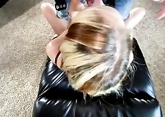 Lewd Cheerleader Gives Old Trainer A Sloppy Oral-job!