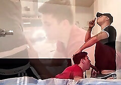 Sporty hunk smokes and fucks his cute boy hard