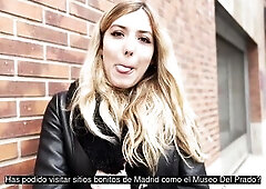 Bewitching blond is enticed in the street with cash to have sex