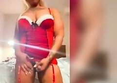 Busting a overweight Christmas Day nut ????playing with my lady stick !