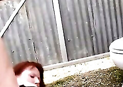 Obese older hoe jizzed in throat after fucking outdoors.