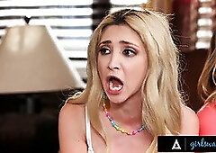 Cherie Deville has a four way with Kenna James April O'neil and Abigail Mac at the office