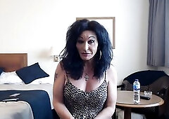 Older CD with breasts in a charming costume just talking