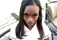 Hot ebony cutie banged in the twat