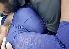 Indian couple shares a passionate lip lock and intense fun in saree