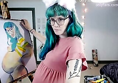 9 Month Preggy Self Portrait Painting Show