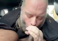 Blowjob in a public car