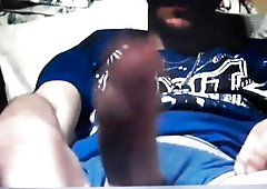 Straight dude showing off his huge cock on cam