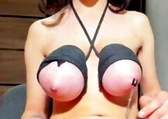 Curly stomach and vagina, titties rope binding, teats clamps