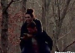 Pretty tranny creams herself after anal