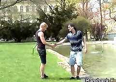 Outdoor hunk barebacked