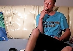 Young men fool around while smoking before fucking balls deep