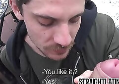 Straight Latin amateur first time fucked for money outdoor