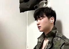 Korean army guy jacks off