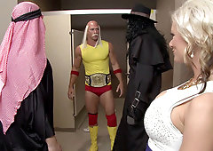 Kate Frost whips out her big tits and seduces her saviour