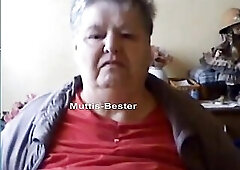 Granny ally Moni in front of the web camera