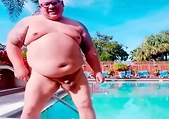 Chubby fat cock, grandpa jerking off, grandpa cums