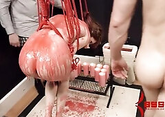 Calico turned into anal pig for coarse painal, ATM, & caning in slavery (p2)