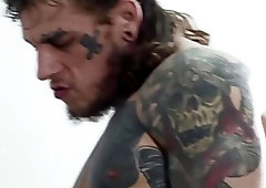 Straight tattooed maniac destroys a hot and tight hole