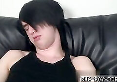 Emo boy tugging cock