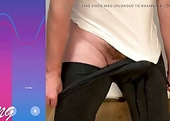 Cumming in snug trousers, remote control anal vibrator leads to explosive climax