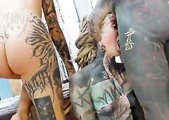 During the time that Tattooing Her This guy Pounds The one and the other Their Butts Raw & Cums on the Recent Lines