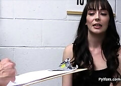 Dark haired hottie Emma is going to get a deep pounding from behind but first she needs to milk the officers dick.. nice and deep the sloppy way!