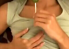 Licking that as if she's a sexy vixen