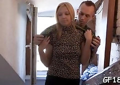 Just stare at this pretty teen girl giving unforgettable blowjob to stranger and getting her luscious cunt fucked in very different positions before