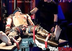 Jock engage in painful ball tied and deepthroating session