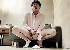 poor student masturbates while wearing dirty white socks