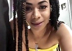 Gorgeous ebony shakes her booty in the locker room