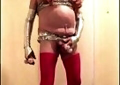 Pink haired slut in silver tubes