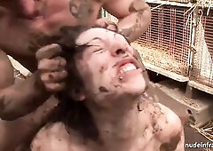 Bawdy youthful amateur brunette hair booty screwed outdoor