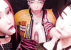 Huntrix Threesome Titjob Rule34 CG