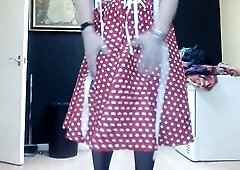 obscene tv in Retro 50s olka dot suit dancing knob her dick out and his breasts