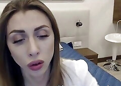 Glamorous shemale pulls her huge cock out to stroke it