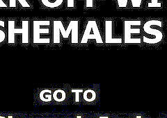 Classy shemale in sexy stockings jerks off and cums hard