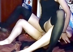 Furry lover gets it on with transgender babe in a bathing suit