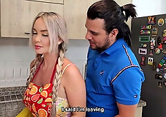 Colombian maid Tatiana Alvarez tempts her employer in the kitchen after work