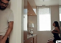 Horny stepson bareback fucks his horny shemale stepmommy