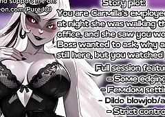 U thought everybody has gone from your office, so u decided to masturbate a little... Your Boss Carmilla was still there, and that babe caught u doing