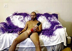 Straight experiment, men masturbating solo, boy dildo