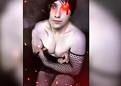 Devilishly Hawt: Sexy Femboy in Fishnet and Gothic Glam
